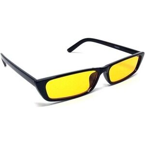 Retro Rectangle Sunglasses Yellow Lens Fashion Trendy Small Frame Women Street‎
